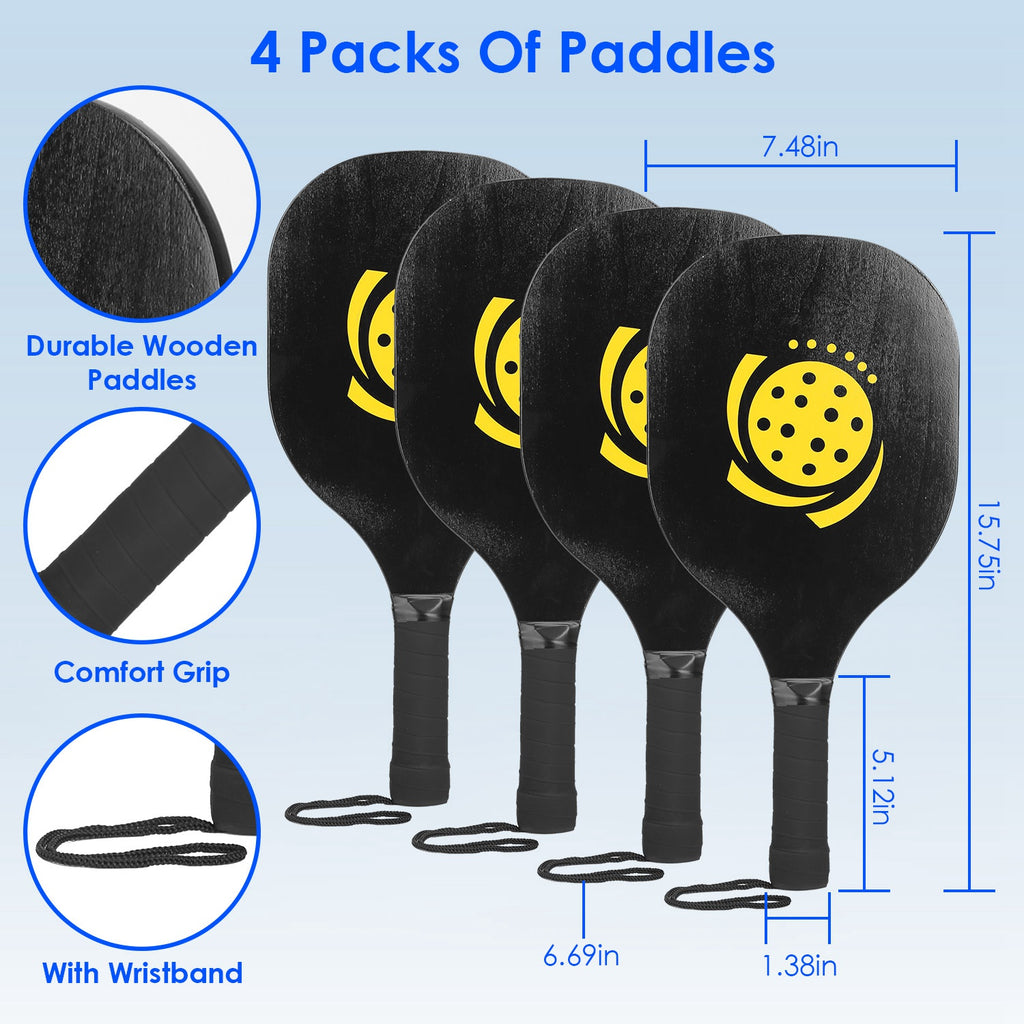 1Set Portable Pickleball Net Set 22ft Regulation Size Net Pickle Ball Net System With 4 Pickleballs 4 Paddles Carrying Bag For Driveway Yard